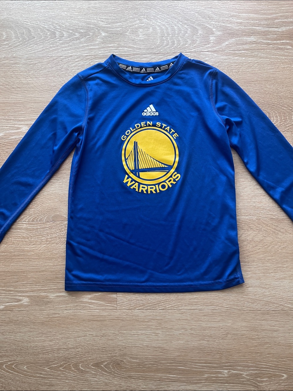 ADIDAS Kids Long Sleeve Golden State Warriors Tee - Royal Blue/Yellow
